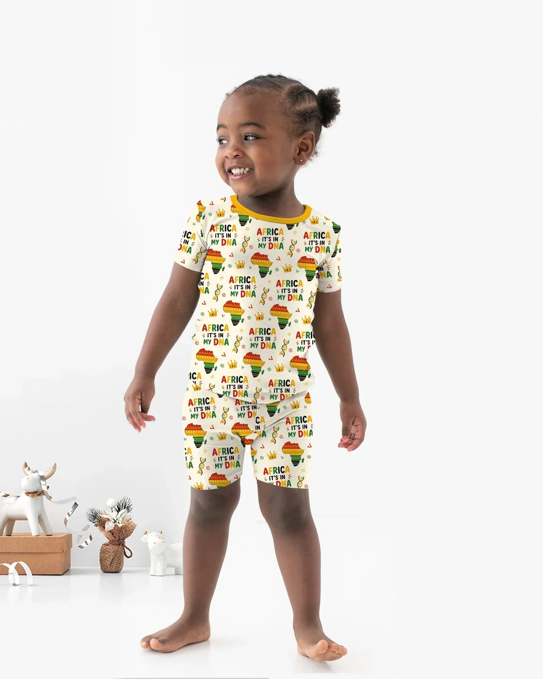 Africa It's In My DNA Bamboo Two Piece Short Sleeve Shorts Pajama Set
