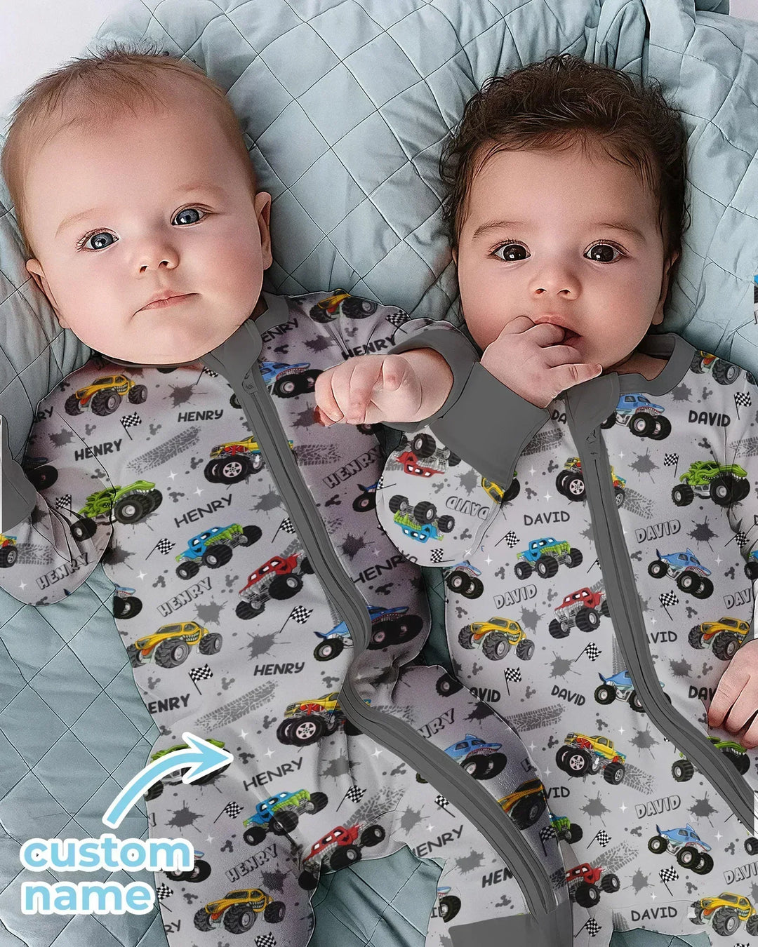 Monster Truck Dirt Jam Custom Name Daddy & Me Matching Convertible Zippy