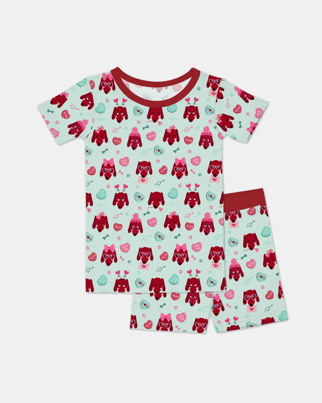 Dachshund Is My Valentine Two Piece Short Sleeve Shorts Pajama Set