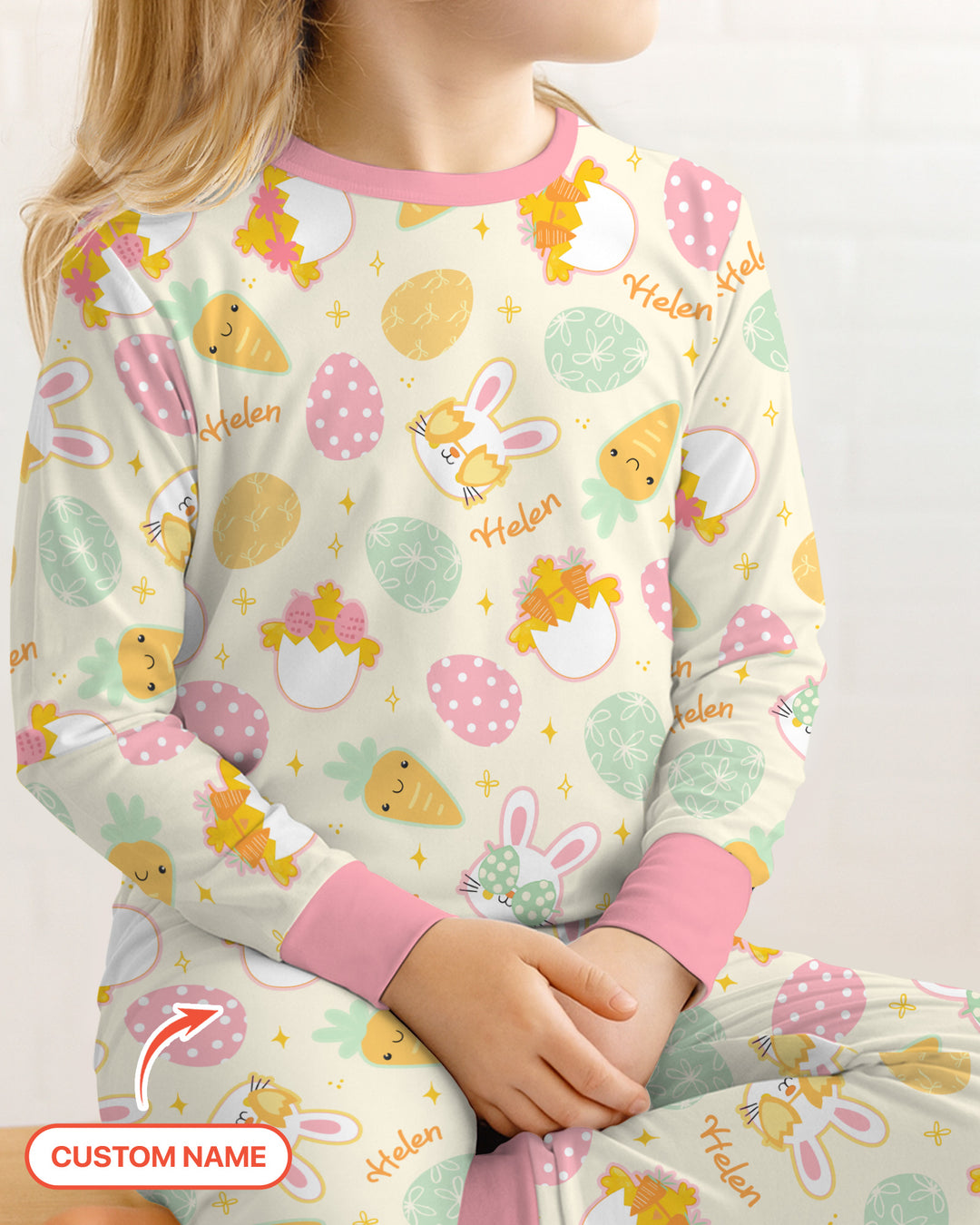Retro Easter Two Piece Long Sleeve Pajama Set