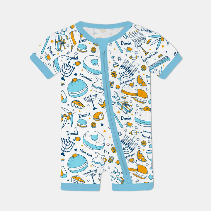 Happy Hanukkah Doodles Custom Name Family Matching Shorty Zippy