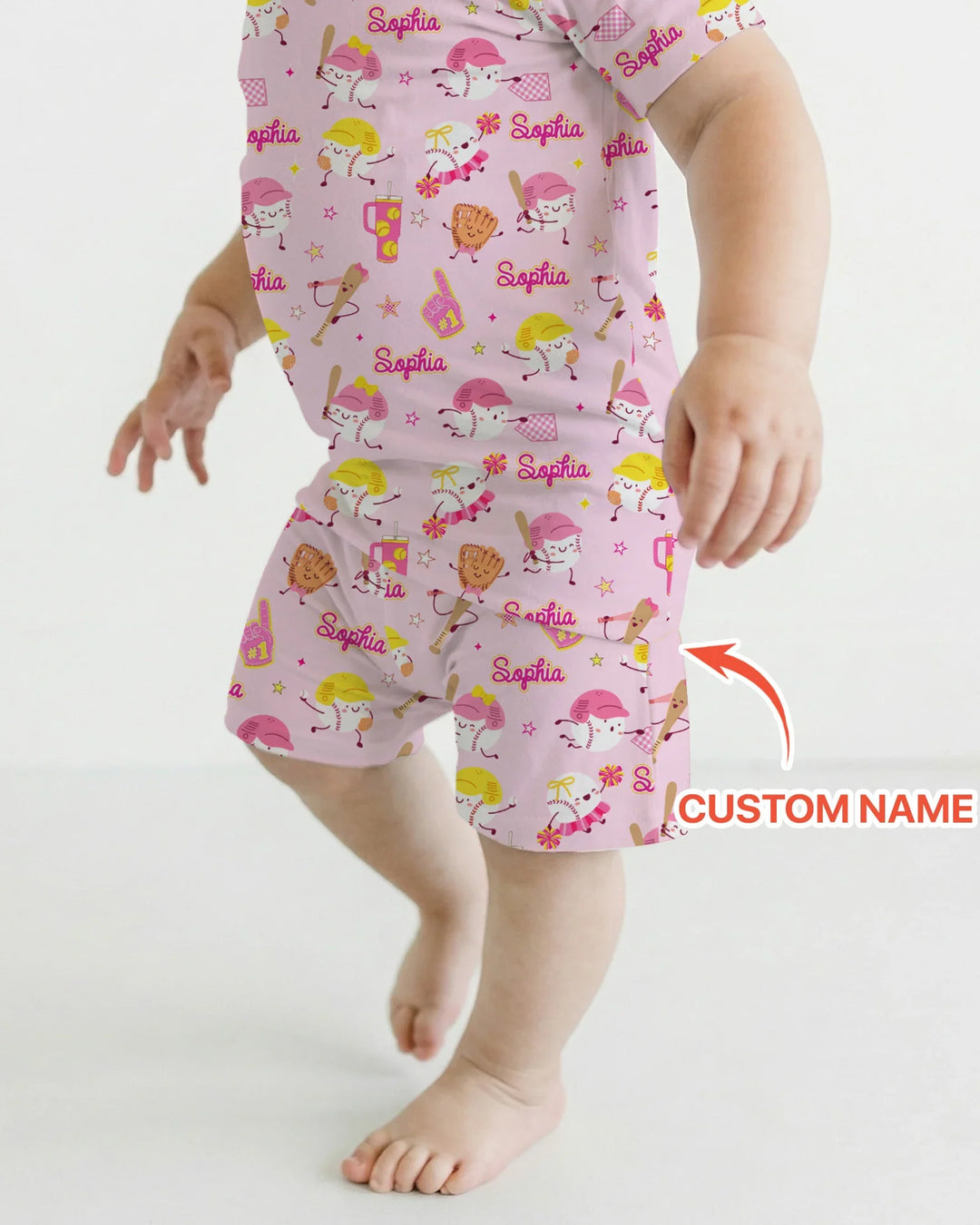 Baseball Mama and Mini Matching Bamboo Two Piece Short Sleeve Shorts Pajama Set