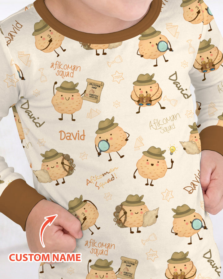 Custom Name Passover Afikoman Two Piece Long Sleeve Pajama Set