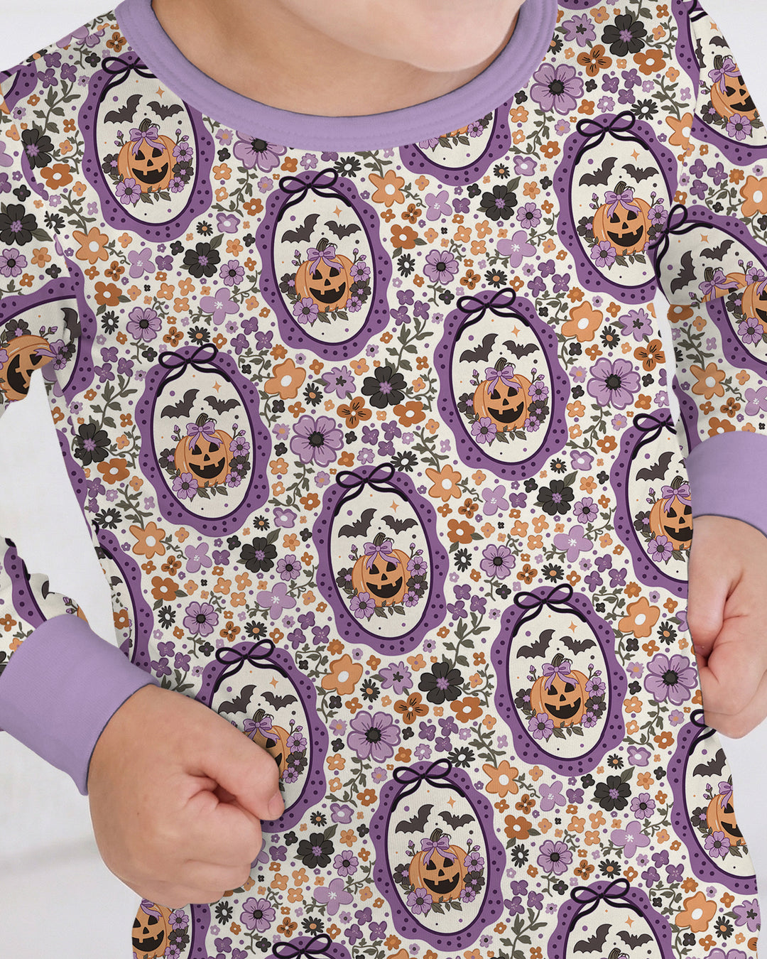 Pumpkin Cameo Garden Bamboo Two Piece Long Sleeve Pajama Set