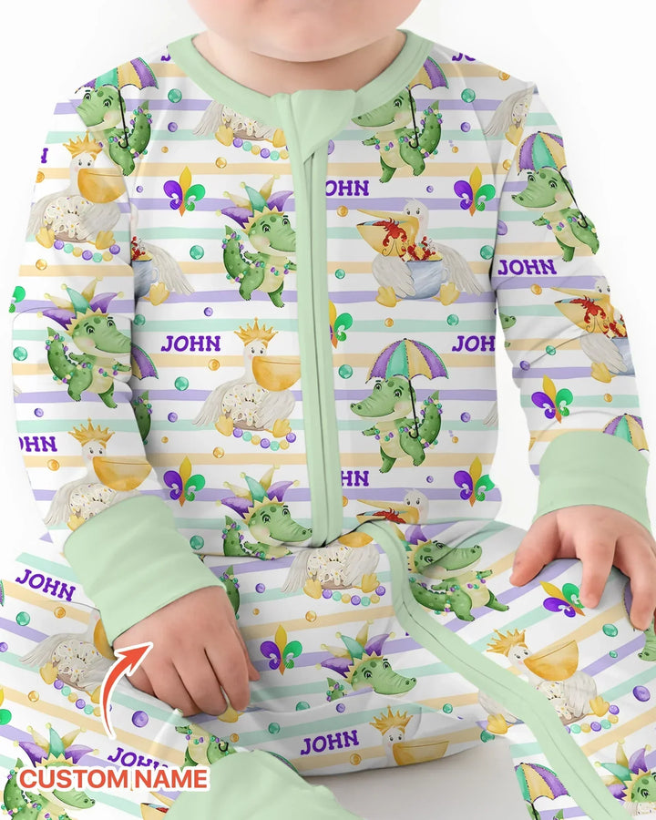Pijama Convertible de Bambú a Juego para Familia "Aventura de Mardi Gras Feliz"