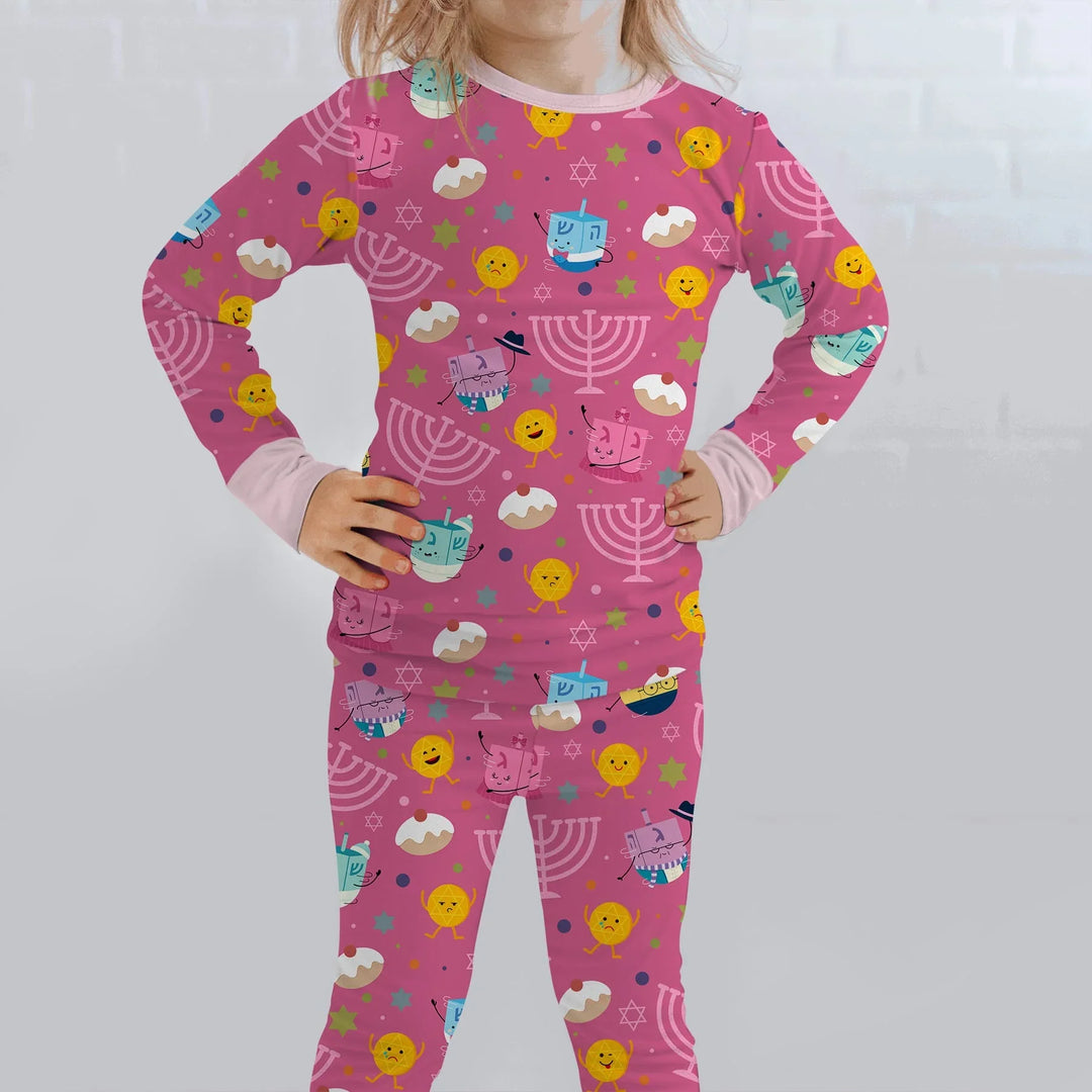Hanukkah Little Dreidel Family Two Piece Long Sleeve Pajama Set