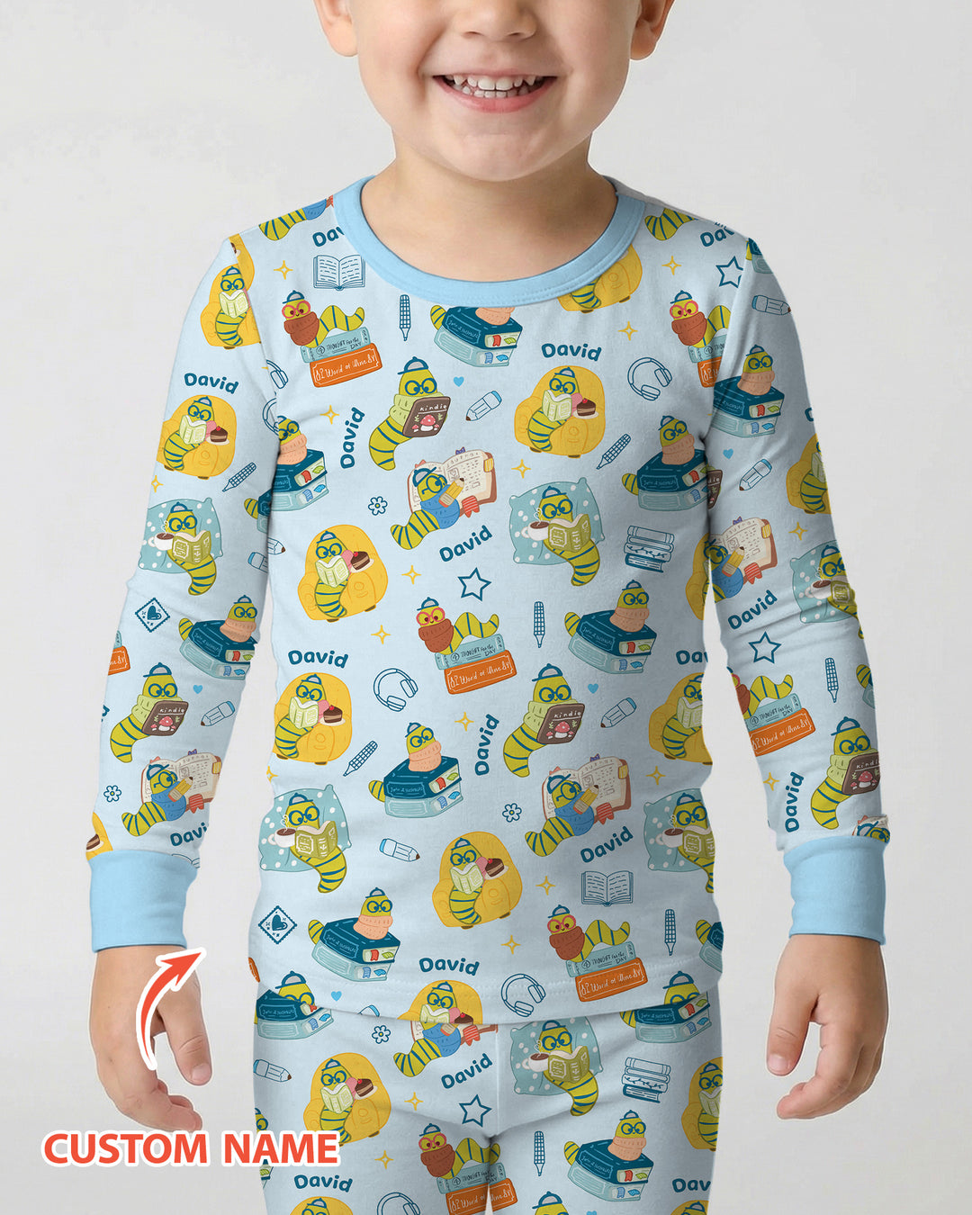 Little Book Worm Family Matching Bamboo Two Piece Long Sleeve Pajama Set