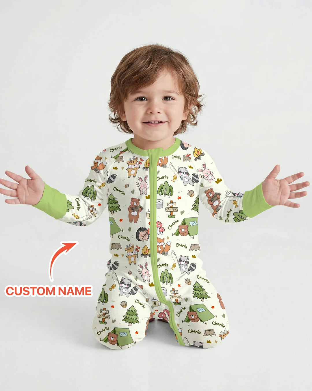 Custom Name Little Camp Buddies Bamboo Convertible Zippy