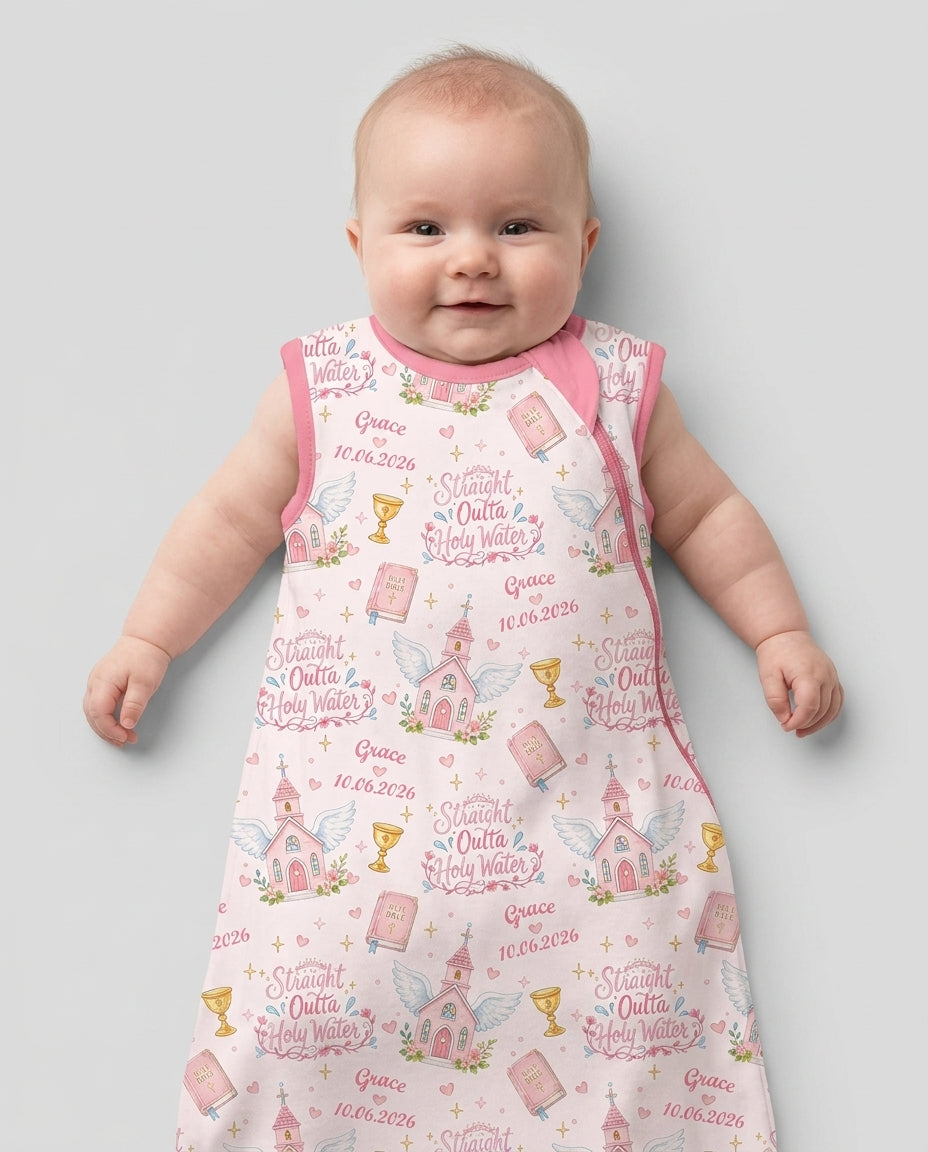 Custom Name Baptism Christening Straight Outta Holy Water Bamboo Sleep Bag