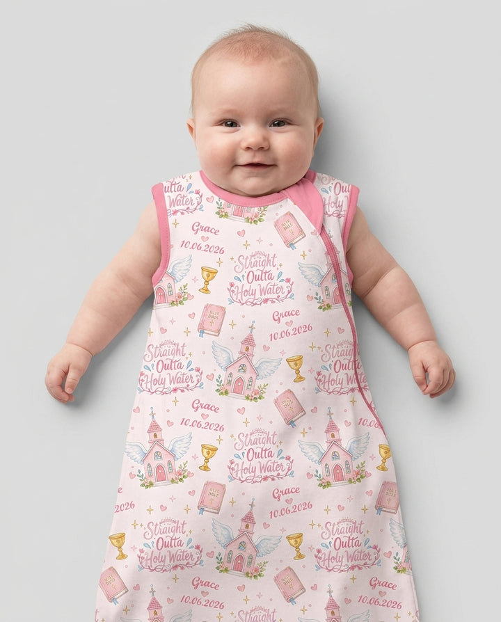 Custom Name Baptism Christening Straight Outta Holy Water Bamboo Sleep Bag