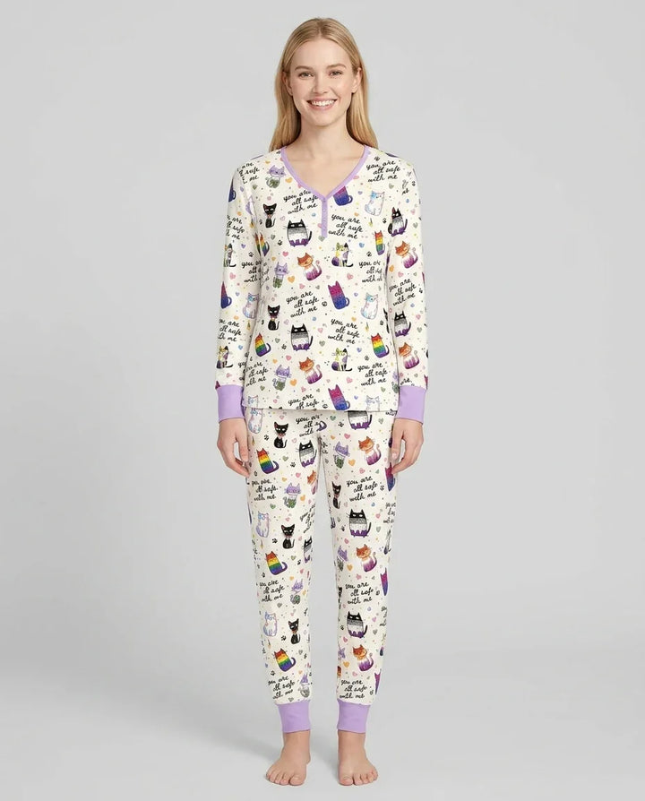 Loved & Safe Kitties Family Matching Bamboo Women Pajama Set
