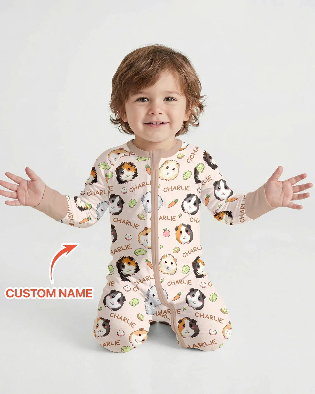Custom Name Cute Guinea Pigs Convertible Zippy
