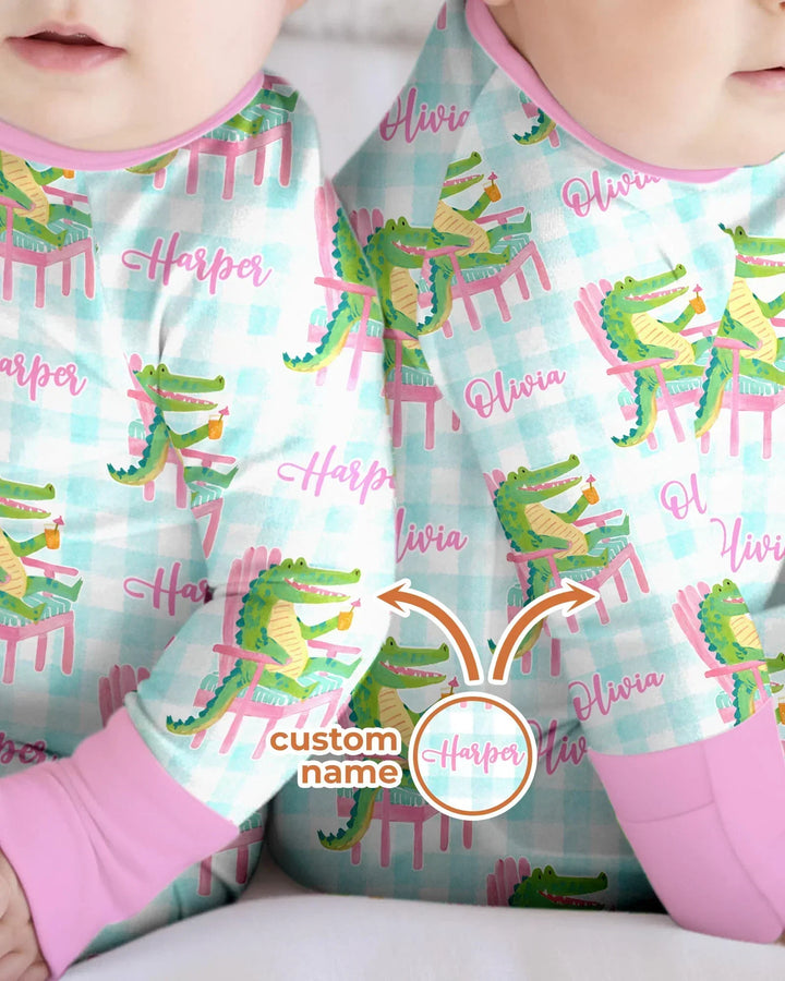 Custom Name Preppy Later Gator Bamboo Convertible Zippy