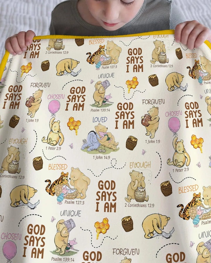 God Says I Am Little Blessings Bamboo Blanket