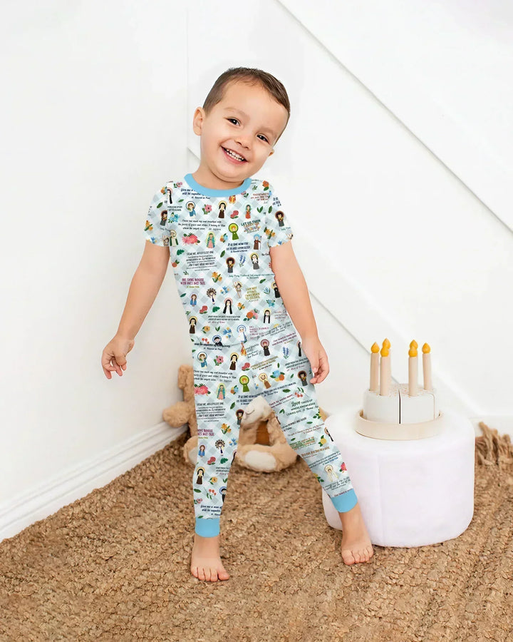 Catholic Saint Quotes Bamboo Two Piece Short Sleeve Pajama Set