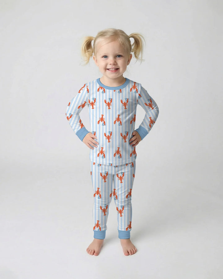 Conjunto de pijama de dos piezas de bambú de manga larga con nombre personalizado, diseño de cerveza y cangrejo de río