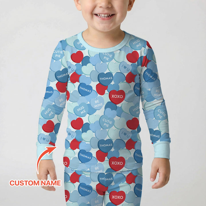 Valentine Candy Crush Family Matching Two Piece Long Sleeve Pajama Set