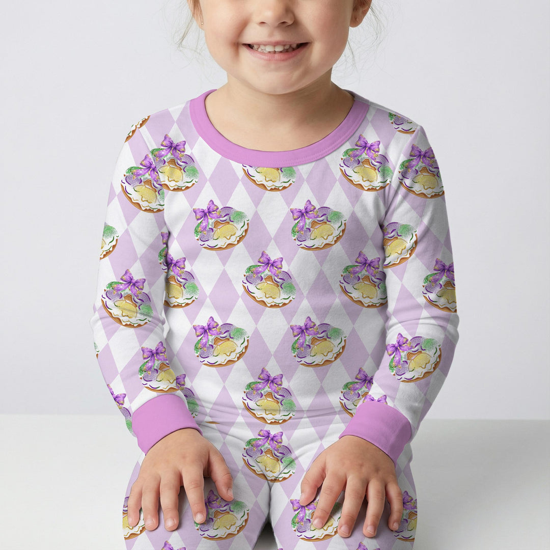 Mardi Gras Donut Two Piece Long Sleeve Pajama Set