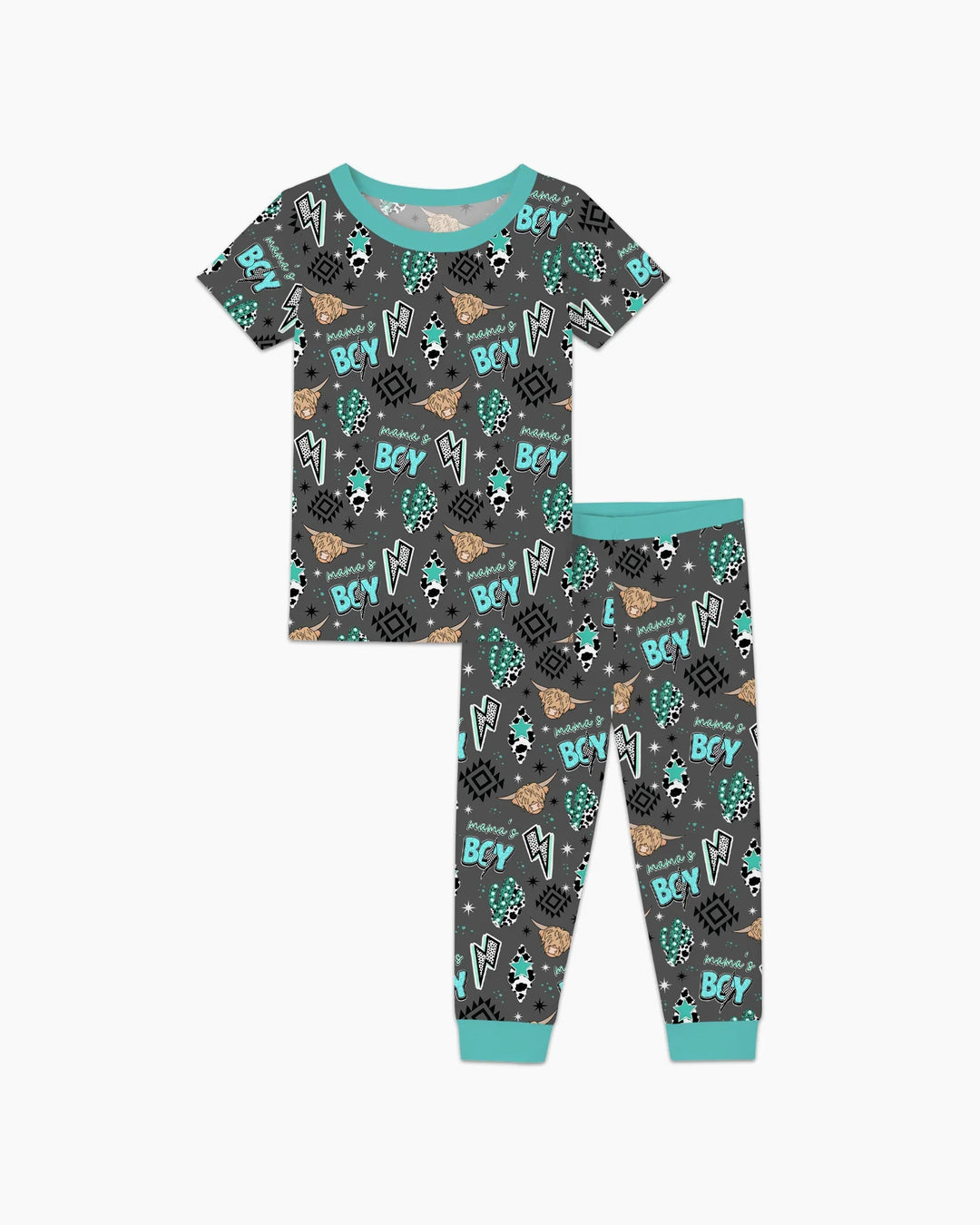Western Mama & Me Matching  Bamboo Two Piece Short Sleeve Pajama Set