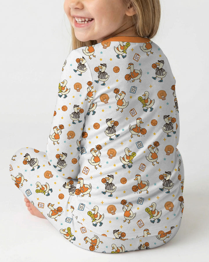 Silly Goose Playing Basketball Bamboo Two Piece Long Sleeve Pajama Set