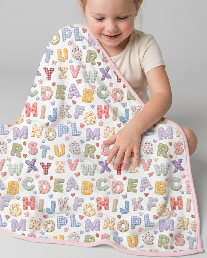 Fabric Alphabet Letters Bamboo Blanket