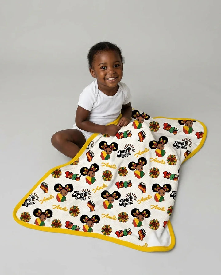 Custom Name Bloom in Freedom Bamboo Blanket