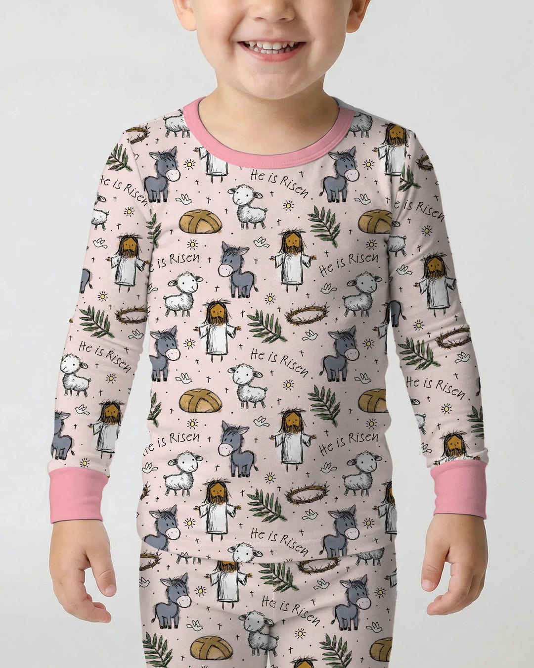 He Is Risen Easter Family Matching Two Piece Long Sleeve Pajama Set