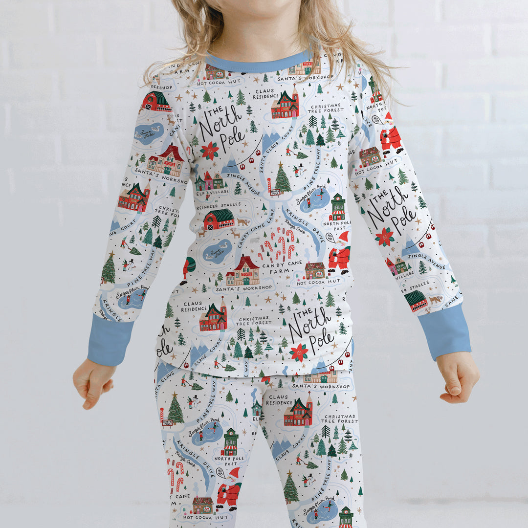 The North Pole Map Two Piece Long Sleeve Pajama Set , The North Pole Map Two Piece Long Sleeve Pajama Set - 12-18M