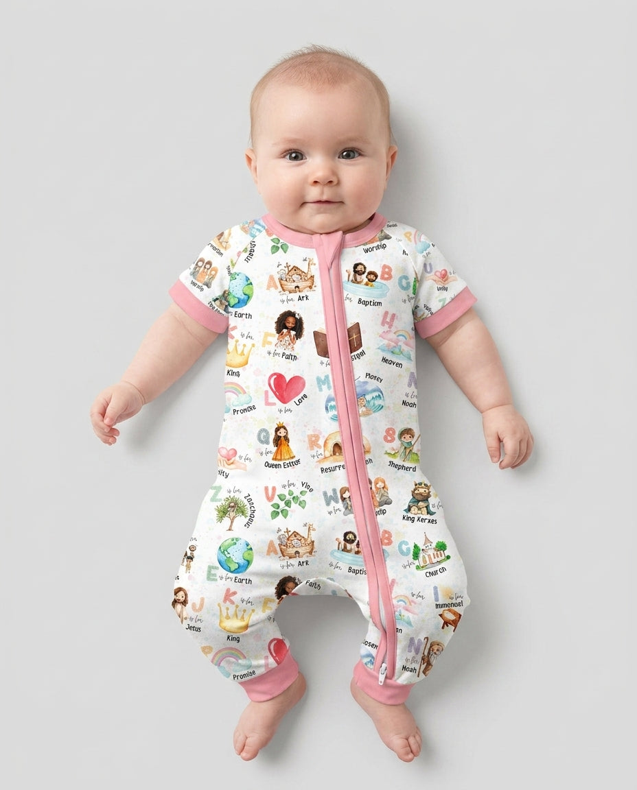 Bible ABC Alphabet Bamboo Shorty Zippy