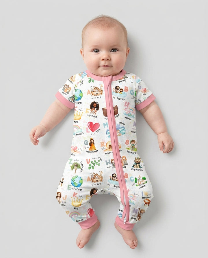 Bible ABC Alphabet Bamboo Shorty Zippy