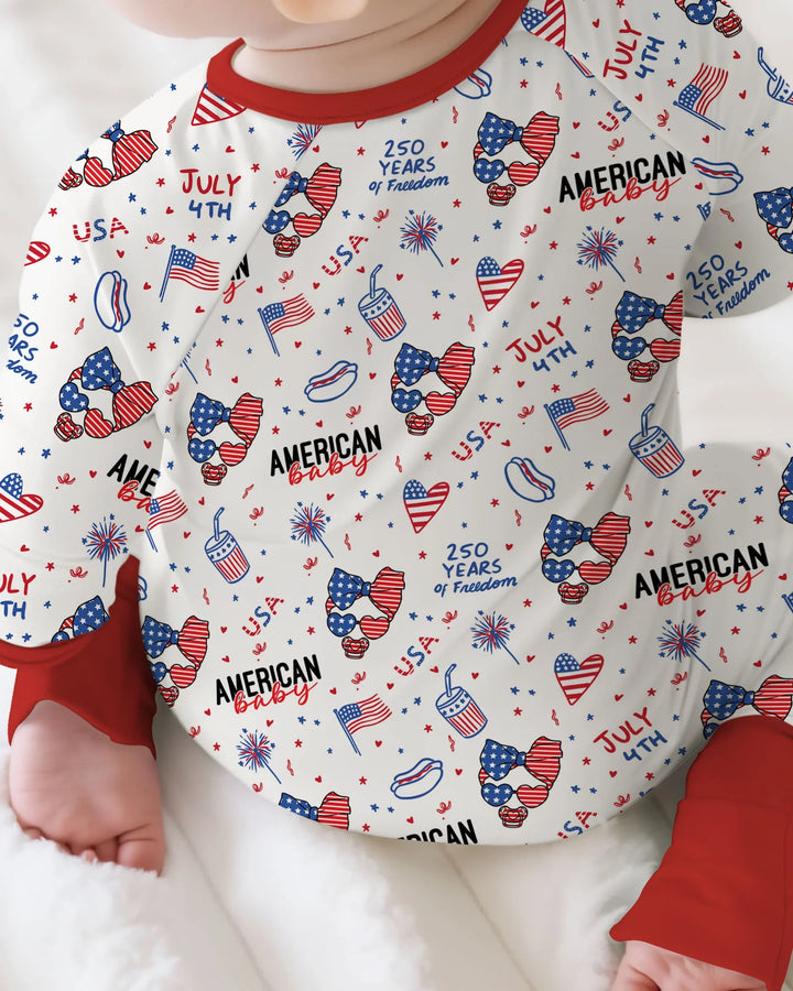 Doodle American Flag Glasses Family Matching Bamboo Convertible Zippy