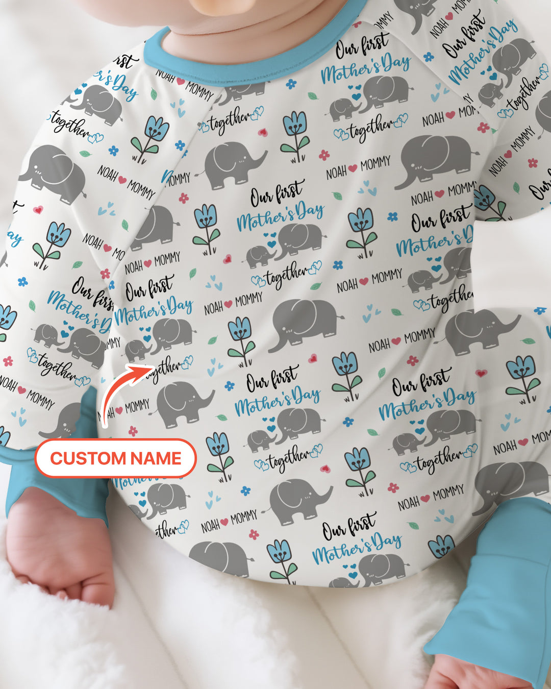 Custom Name Elephant Our First Mother's Day Convertible Zippy