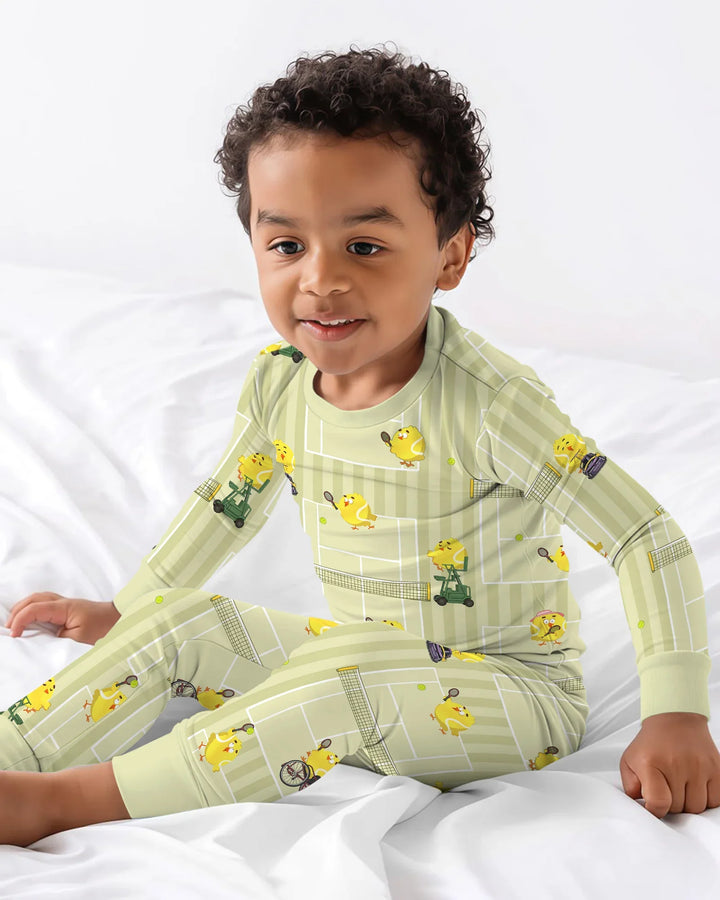 Tennis Bamboo Two Piece Long Sleeve Pajama Set