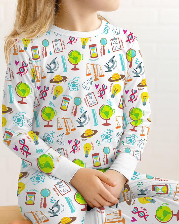 Tiny Scientist Explores The World Bamboo Two Piece Long Sleeve Pajama Set