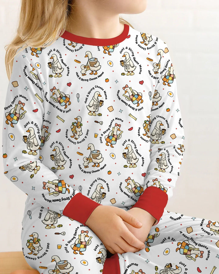 Just A String Cheese Mama Era Mommy & Me Bamboo Two Piece Long Sleeve Pajama Set