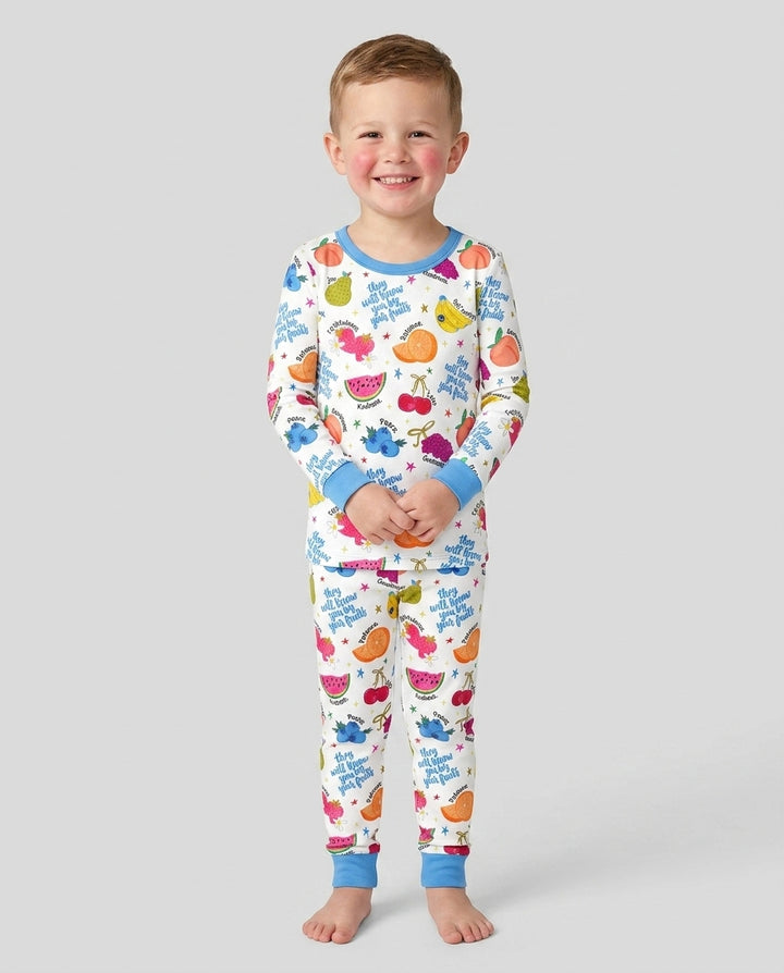 Zweiteiliges Langarm-Pyjama-Set mit Sommerfrüchten