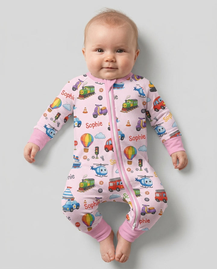 Custom Name Cute Transport Bamboo Convertible Zippy