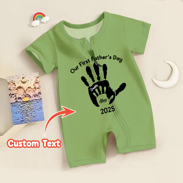 Custom Hand Print Father's Day Ribbed Baby Clothing - Soft & Sketchy