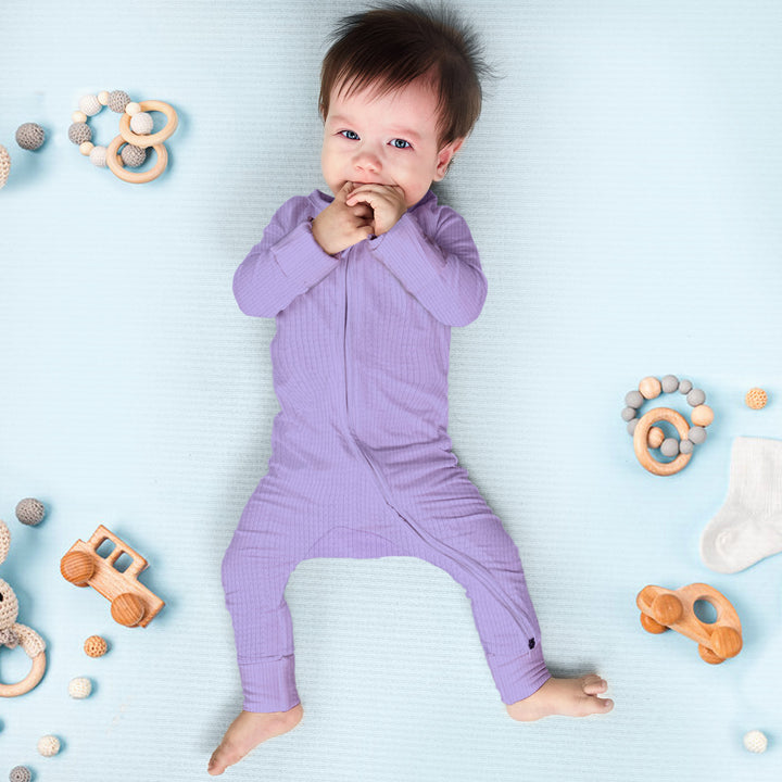Pastel Purple Ribbed Bamboo Baby Clothing – Soft and Dreamy