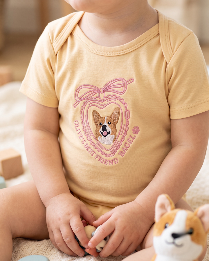 Custom Pet Face Embroidered Bamboo Bodysuit
