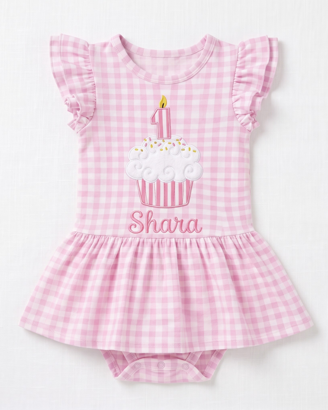 Schablone Bambus-Kleid mit Kappenärmeln und Rüschen