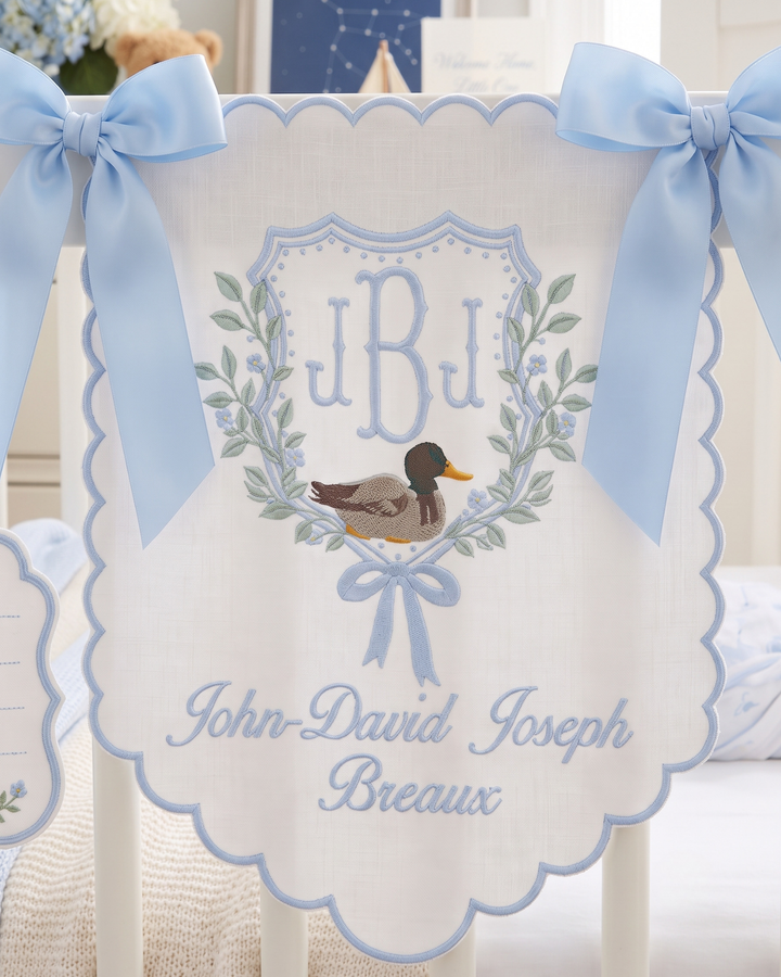 Little Duckling Personalized Embroidered Baby Name Banner