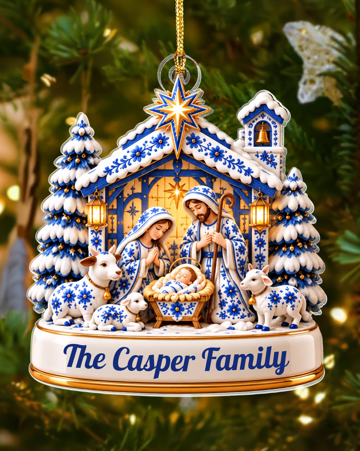 Chinoiserie Nativity Scene- Personalized Acrylic Ornament