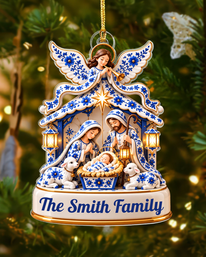 Chinoiserie Nativity Scene- Personalized Acrylic Ornament