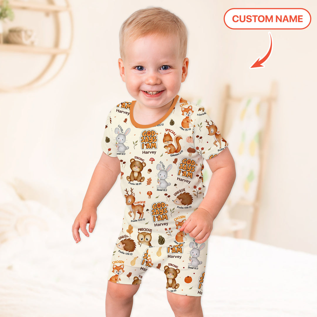 God Says I Am Autumn Faith Two Piece Short Sleeve Shorts Pajama Set