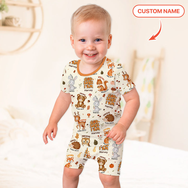 God Says I Am Autumn Faith Two Piece Short Sleeve Shorts Pajama Set
