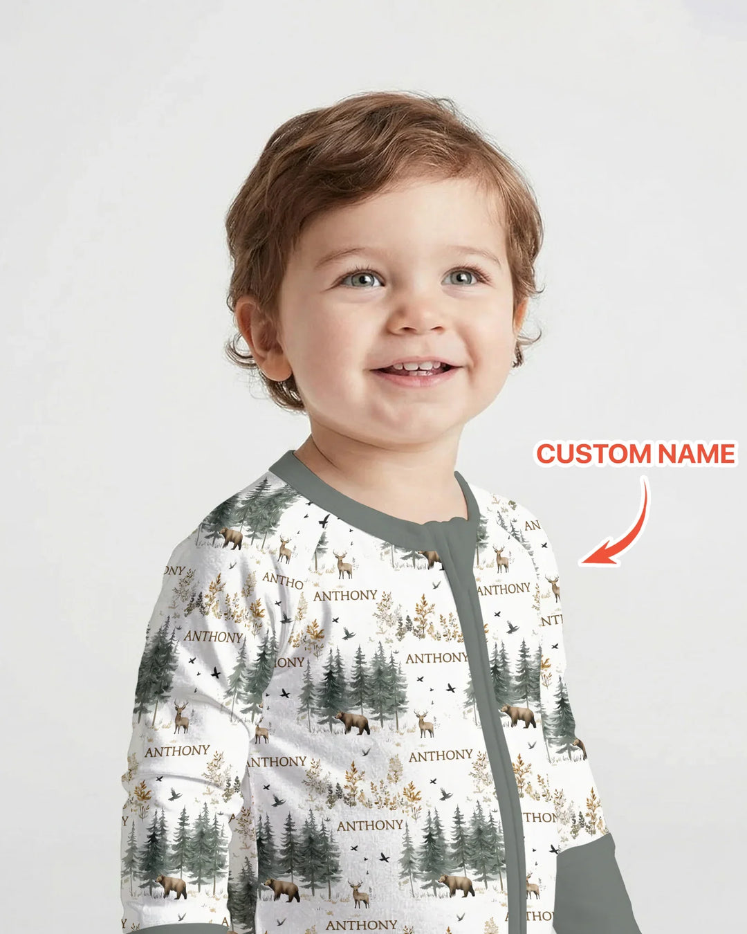 Custom Name Forest Bear Deer Bamboo Convertible Zippy