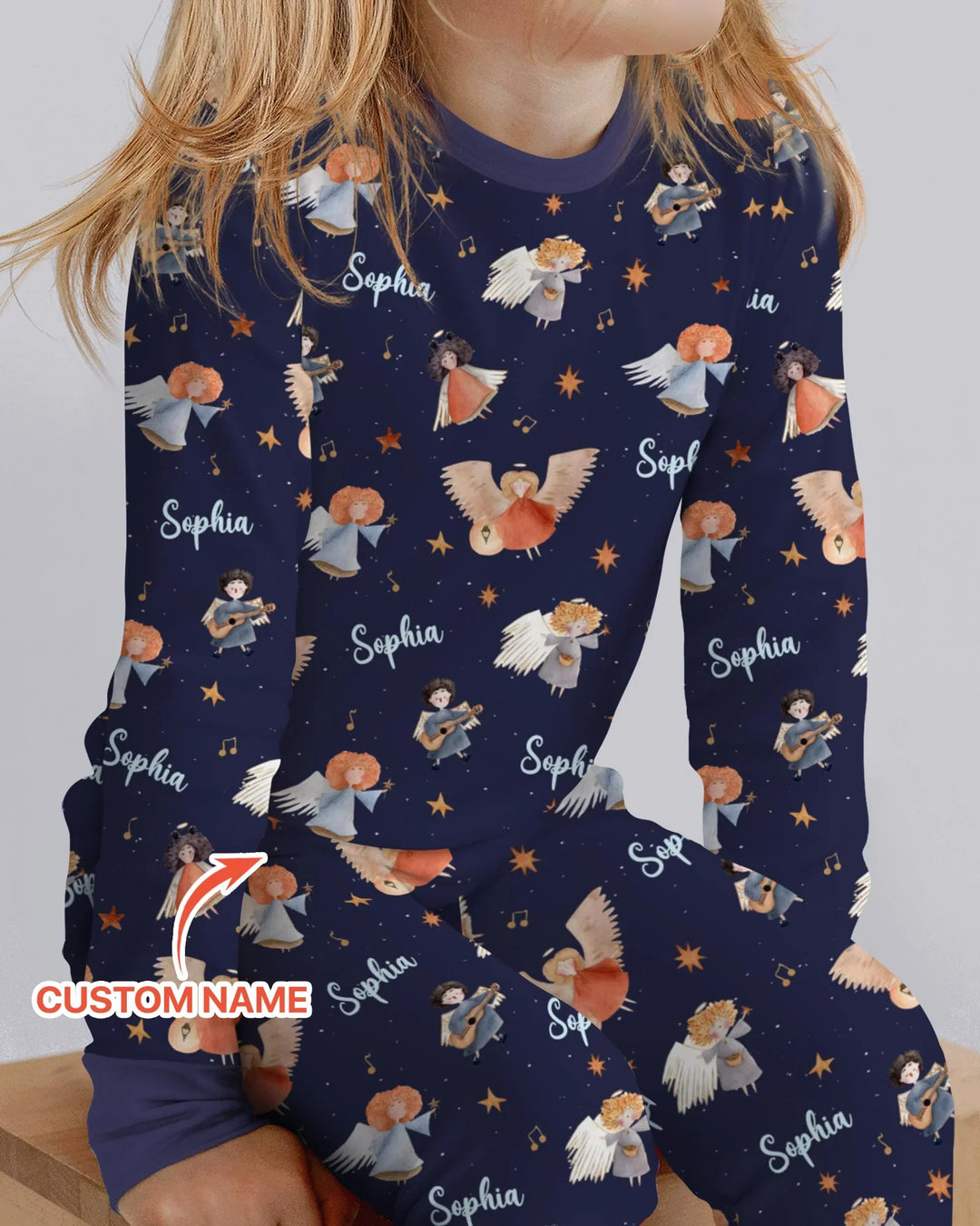 Pijama de dos piezas de bambú de manga larga personalizado Guardian Angels