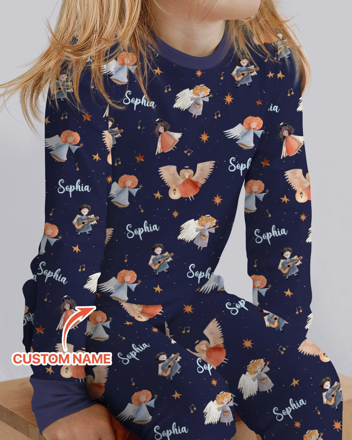 Pijama de dos piezas de bambú de manga larga personalizado Guardian Angels