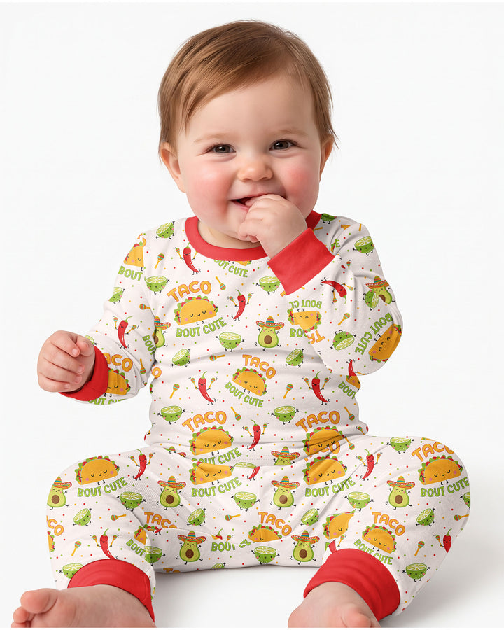 Funny Taco Bamboo Two Piece Long Sleeve Pajama Set